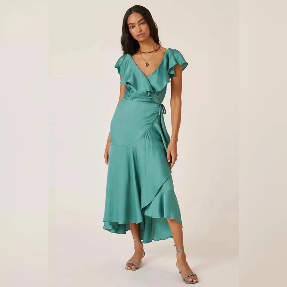 Anthropologie Ruffle Sleeve Wrap Flouncy Maxi Dress